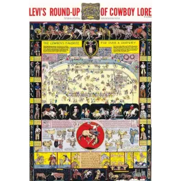 Affiche Levi's vintage de Jo Mora : encyclopédie du cowboy et rodéo western