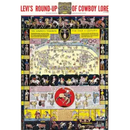 Affiche Levi's vintage de Jo Mora : encyclopédie du cowboy et rodéo western