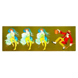 Affiche Spectacle Danseuses Cappiello Plumes Bleues Habit Rouge Music-Hall – Publicité vintage