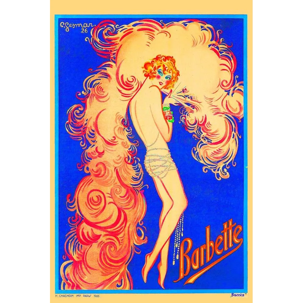 Affiche Barbette Spectacle Variétés Gesmar Paris 1926 Plumes Bleu – Publicité vintage Affiche Barbette Spectacle Variétés Gesmar Paris 1926 Plumes Bleu – Publicité vintage