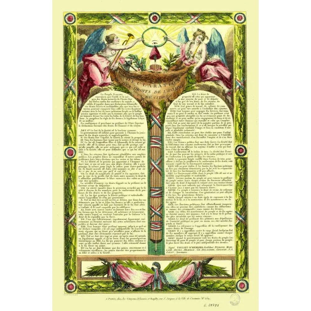 Déclaration Droits de l'Homme Citoyen Édition Illustrée Paris Révolution – Fac-similé de document ancien Déclaration Droits de l'Homme Citoyen Édition Illustrée Paris Révolution – Fac-similé de document ancien