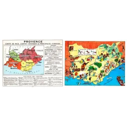 Document Illustré Provence Carte Régionale Pinchon Comtat Venaissin – Fac-similé de document ancien