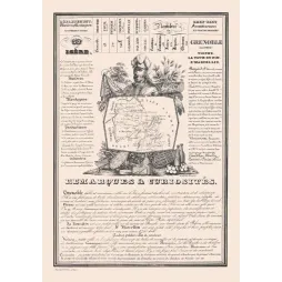 Planche Statistique Département Isère Grenoble Bayard XIXe siècle – Fac-similé de document ancien