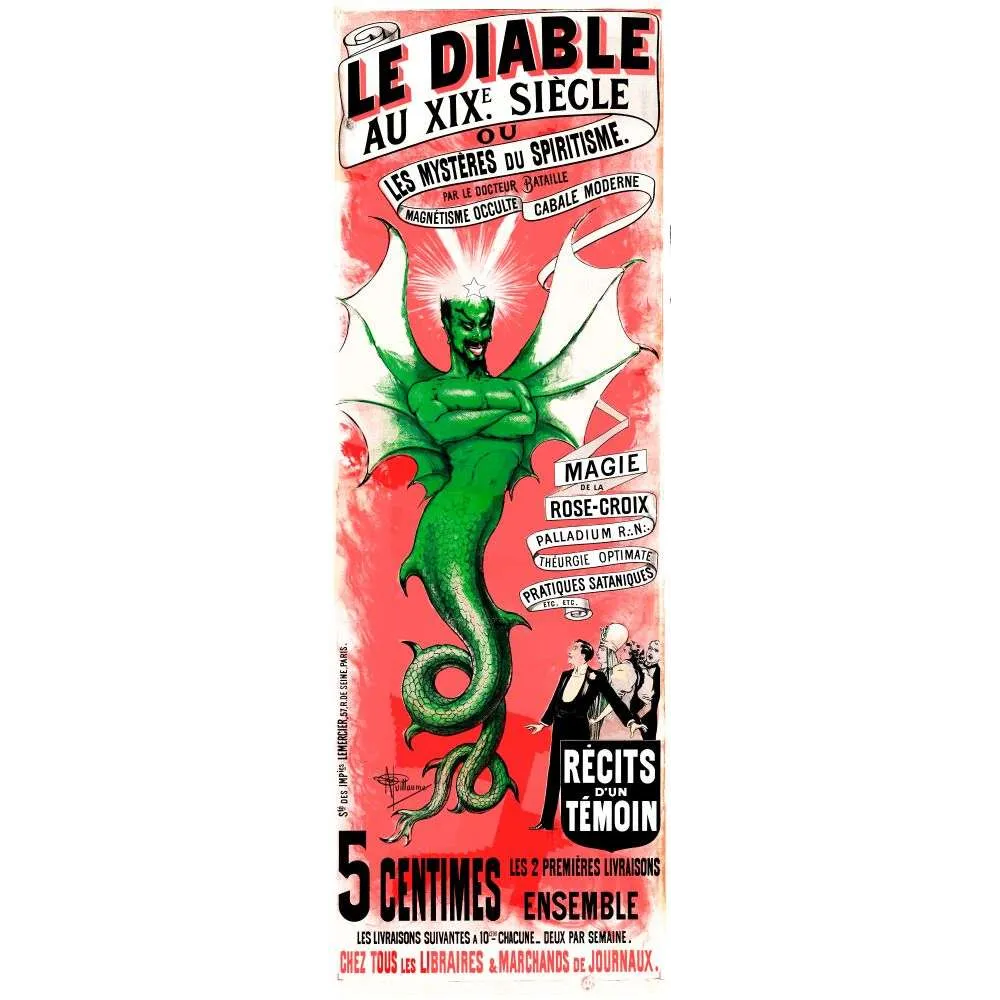 Affiche Le Diable XIXe Siècle Spiritisme Docteur Bataille Occultisme – Publicité vintage