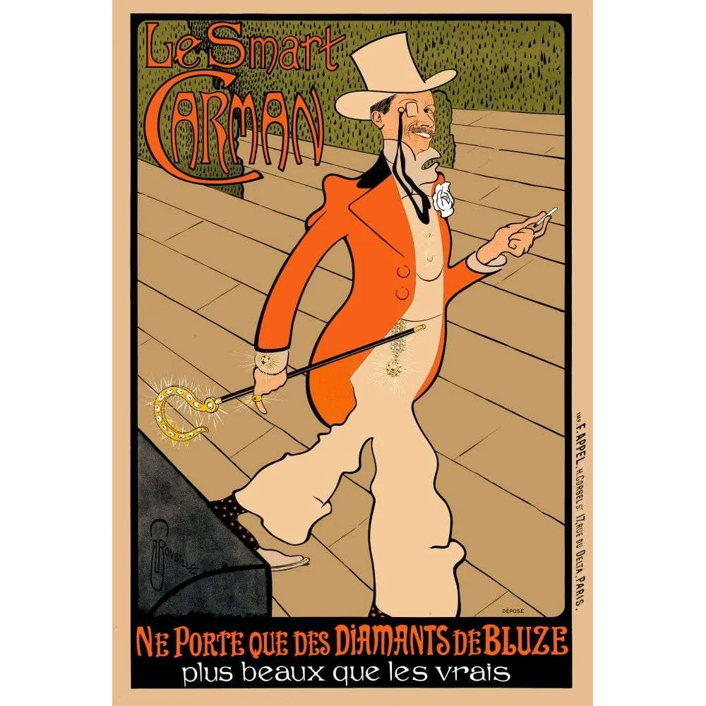 Affiche Smart Carman Diamants de Bluze Dandy Roubille Paris – Publicité vintage Affiche Smart Carman Diamants de Bluze Dandy Roubille Paris – Publicité vintage