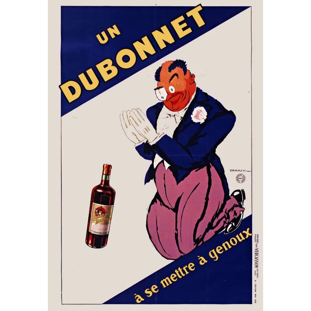 Affiche Dubonnet À se Mettre à Genoux Dransy 1932 Apéritif – Publicité vintage Affiche Dubonnet À se Mettre à Genoux Dransy 1932 Apéritif – Publicité vintage