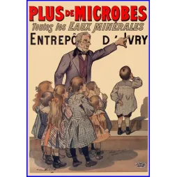 Affiche Plus de Microbes Eaux Minérales Entrepôt Ivry Bouisset 1897 – Publicité vintage