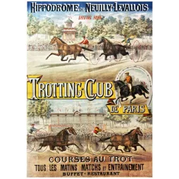 Affiche Trotting-Club Paris Hippodrome Neuilly-Levallois Courses Trot – Publicité vintage