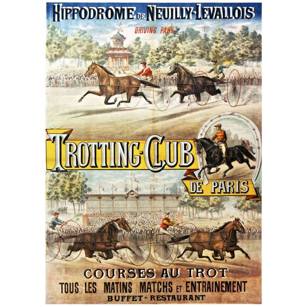 Affiche Trotting-Club Paris Hippodrome Neuilly-Levallois Courses Trot – Publicité vintage Affiche Trotting-Club Paris Hippodrome Neuilly-Levallois Courses Trot – Publicité vintage