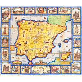 Carte Illustrée Espagne Picture Map of Spain Bowker New York 1931 – Cartographie ancienne