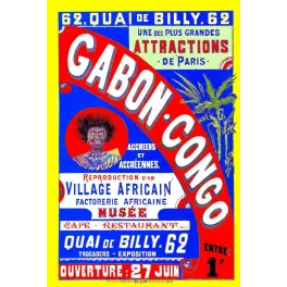 Affiche Gabon Congo Village Africain Quai de Billy Paris Trocadéro – Publicité vintage