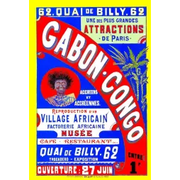 Affiche Gabon Congo Village Africain Quai de Billy Paris Trocadéro – Publicité vintage