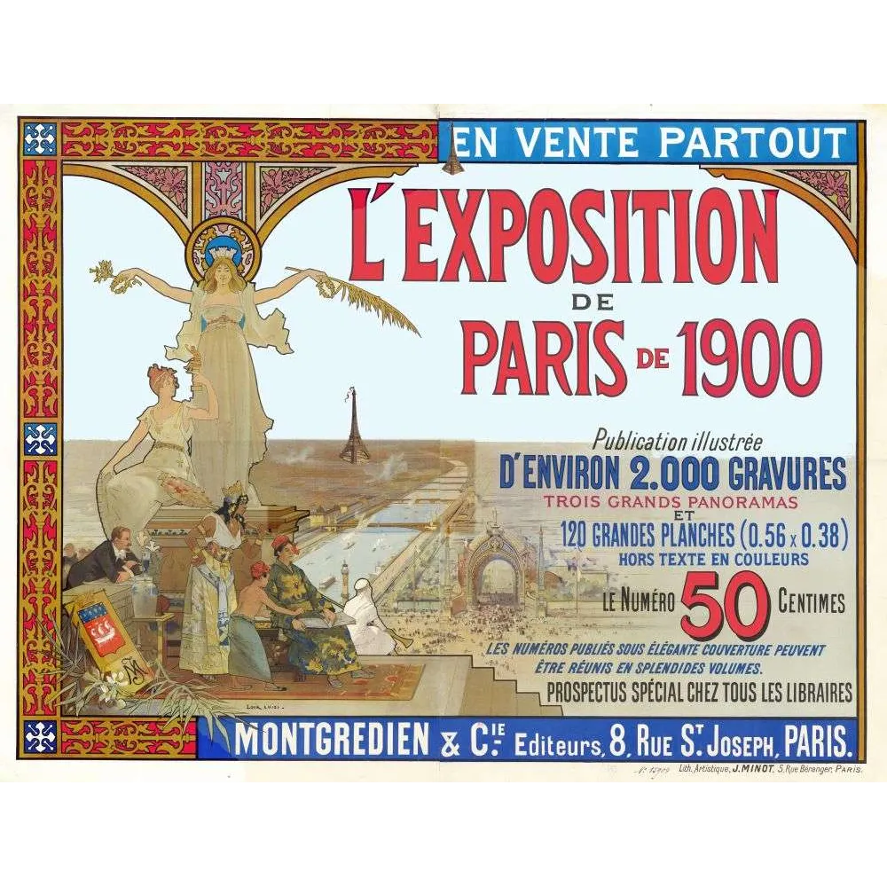Affiche Exposition Paris 1900 Publication Illustrée Montgredien 2000 Gravures – Publicité vintage Affiche Exposition Paris 1900 Publication Illustrée Montgredien 2000 Gravures – Publicité vintage
