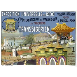 Affiche Transsibérien Exposition Universelle 1900 Wagons-Lits Moscou Pékin – Publicité vintage