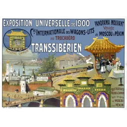 Affiche Transsibérien Exposition Universelle 1900 Wagons-Lits Moscou Pékin – Publicité vintage