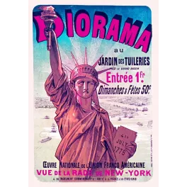 Affiche Diorama Tuileries Statue Liberté New-York Union Franco Américaine Chéret – Publicité vintage