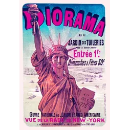 Affiche Diorama Tuileries Statue Liberté New-York Union Franco Américaine Chéret – Publicité vintage