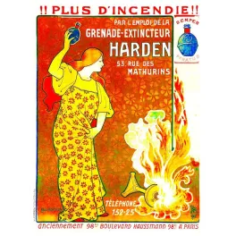 Affiche Grenade Extincteur Harden Paul Berthon Art Nouveau Paris – Publicité vintage