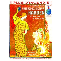 Affiche Grenade Extincteur Harden Paul Berthon Art Nouveau Paris – Publicité vintage