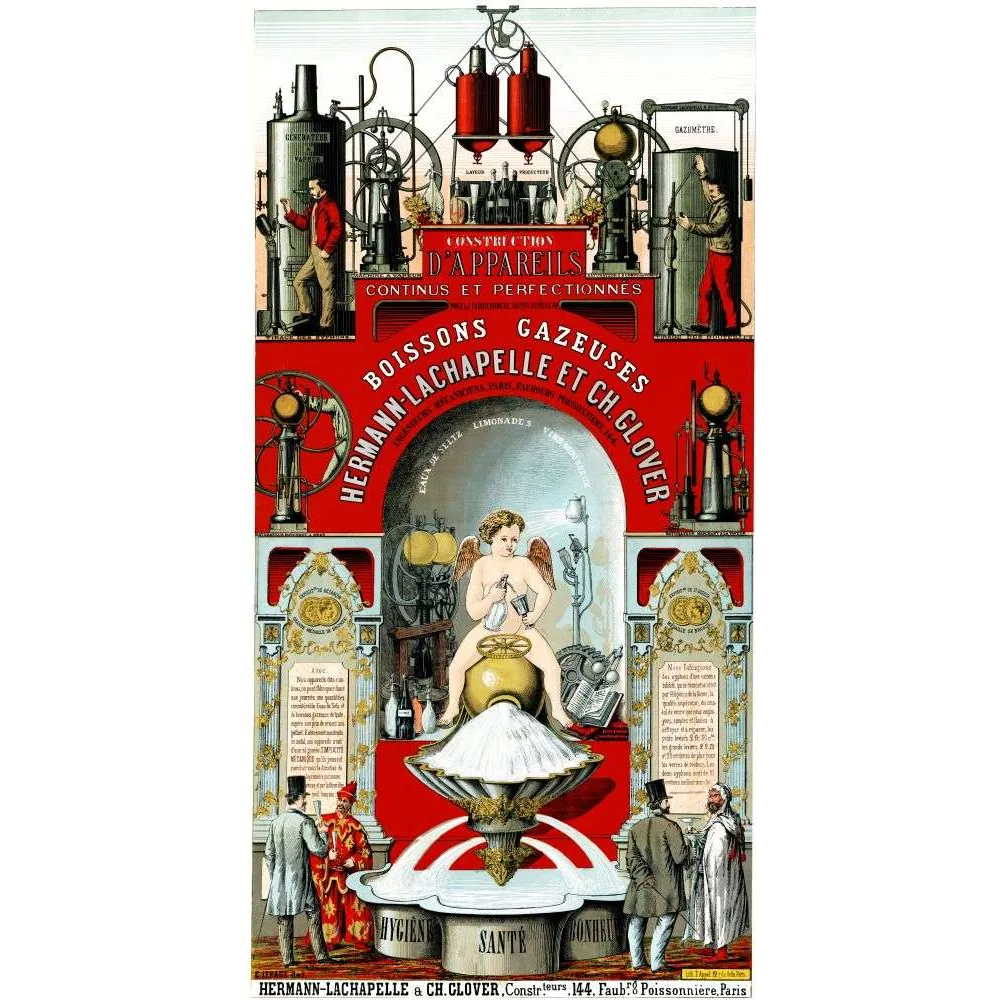 Affiche Boissons Gazeuses Hermann-Lachapelle Glover Appareils Paris XIXe – Publicité vintage Affiche Boissons Gazeuses Hermann-Lachapelle Glover Appareils Paris XIXe – Publicité vintage
