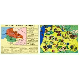 Document Illustré Flandre Artois Picardie Carte Régionale Pinchon – Fac-similé de document ancien