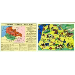 Document Illustré Flandre Artois Picardie Carte Régionale Pinchon – Fac-similé de document ancien
