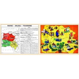 Document Illustré Maine Anjou Touraine Carte Régionale Pinchon Loire – Fac-similé de document ancien