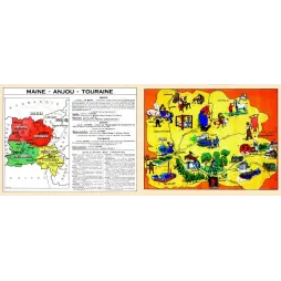 Document Illustré Maine Anjou Touraine Carte Régionale Pinchon Loire – Fac-similé de document ancien