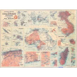 Carte Colonies Françaises Bon Marché Boucicaut Empire Colonial XIXe – Cartographie ancienne