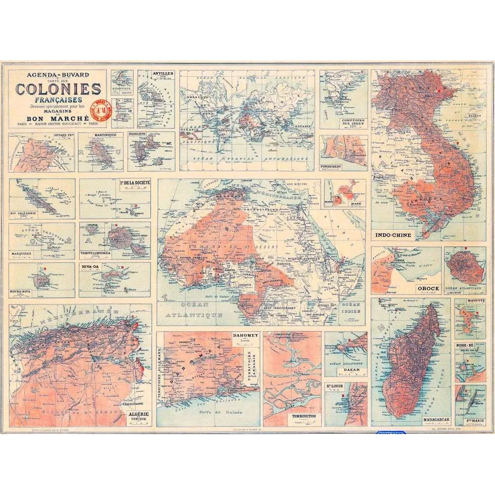 Carte Colonies Françaises Bon Marché Boucicaut Empire Colonial XIXe – Cartographie ancienne Carte Colonies Françaises Bon Marché Boucicaut Empire Colonial XIXe – Cartographie ancienne