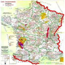 Carte Gastronomique France Bourguignon Spécialités Régionales Vins Fromages – Cartographie ancienne