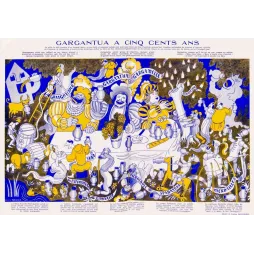 Illustration Gargantua Cinq Cents Ans Lucien Boucher Rabelais Festin – Fac-similé de document ancien