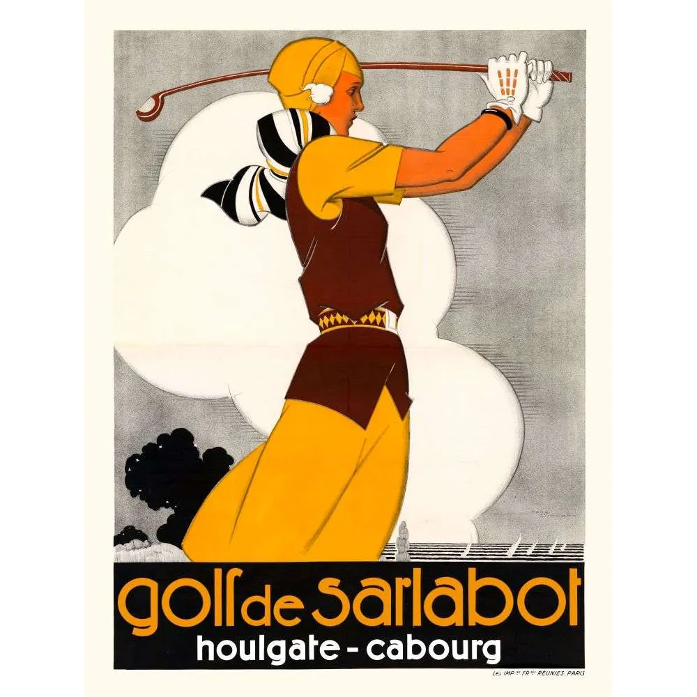 Affiche Golf Sarlabot Houlgate Cabourg Golfeuse Art Déco Normandie 1930 – Publicité vintage