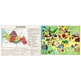 Document Illustré Guyenne Carte Régionale Pinchon Bordeaux Périgord – Fac-similé de document ancien