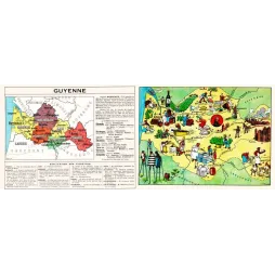 Document Illustré Guyenne Carte Régionale Pinchon Bordeaux Périgord – Fac-similé de document ancien