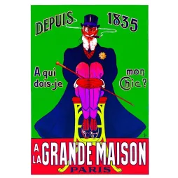 Affiche À la Grande Maison Paris 1835 Dandy Chic Oge Confection – Publicité vintage