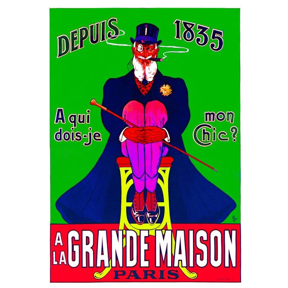Affiche À la Grande Maison Paris 1835 Dandy Chic Oge Confection – Publicité vintage Affiche À la Grande Maison Paris 1835 Dandy Chic Oge Confection – Publicité vintage