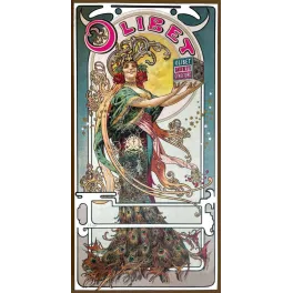 Affiche Olibet Gaufrette Confiture Art Nouveau Plumes Paon Biscuits – Publicité vintage