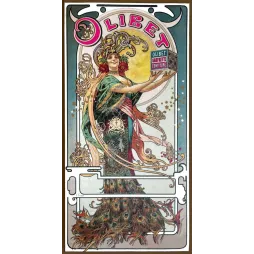 Affiche Olibet Gaufrette Confiture Art Nouveau Plumes Paon Biscuits – Publicité vintage