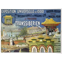 Affiche Transsibérien Exposition Universelle 1900 Wagons-Lits Moscou Pékin Ochoa – Publicité vintage