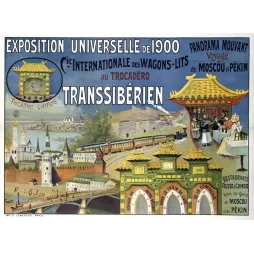Affiche Transsibérien Exposition Universelle 1900 Wagons-Lits Moscou Pékin Ochoa – Publicité vintage