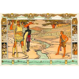 Illustration Biblique David Goliath Arts Crafts Anges XIXe Chromolithographie – Fac-similé de document ancien