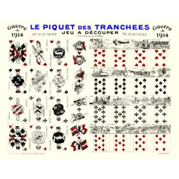 Planche Piquet des Tranchées Jeu Cartes Guerre 1914 Alliés Batailles – Fac-similé de document ancien