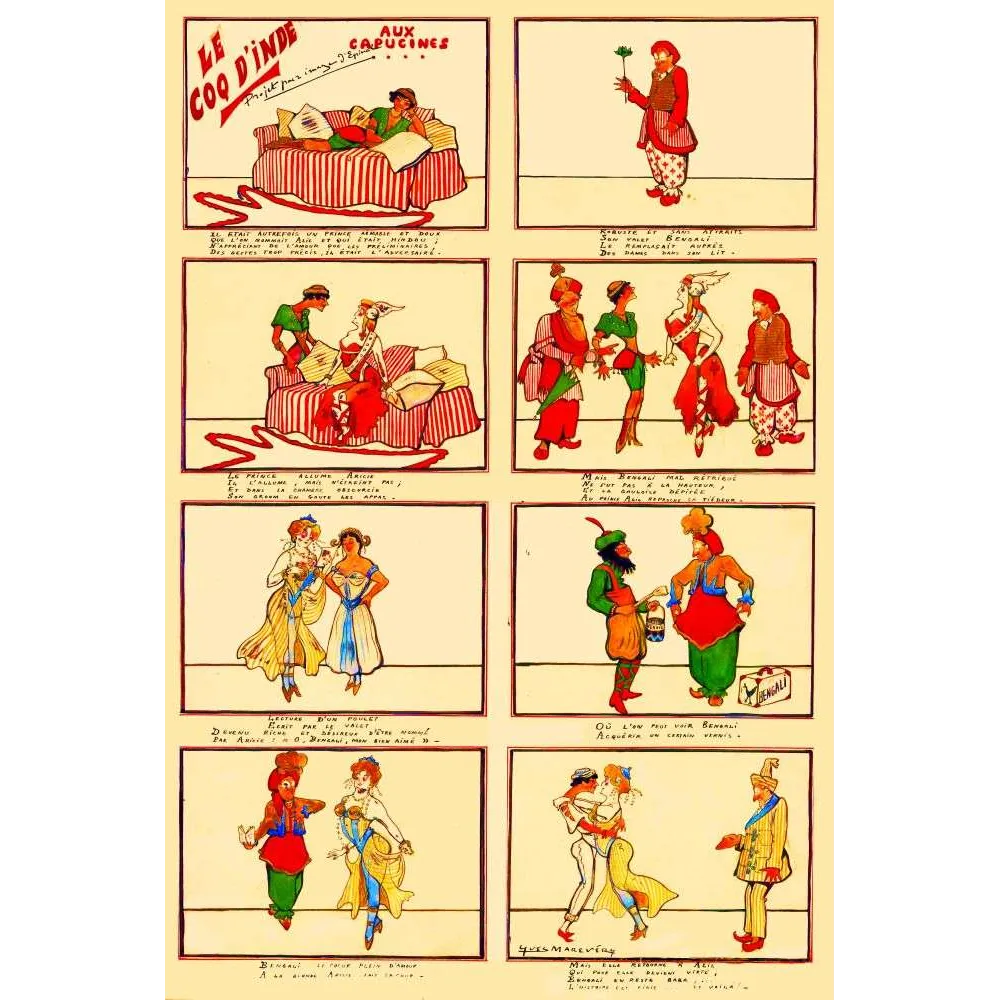 Planche Illustrée Coq d'Inde Capucines Yves Marevéry Orientalisme Paris – Fac-similé de document ancien Planche Illustrée Coq d'Inde Capucines Yves Marevéry Orientalisme Paris – Fac-similé de document ancien
