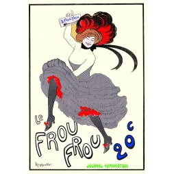 Affiche Le Frou-Frou Journal Humoristique Cappiello Danseuse Rousse Paris – Publicité vintage