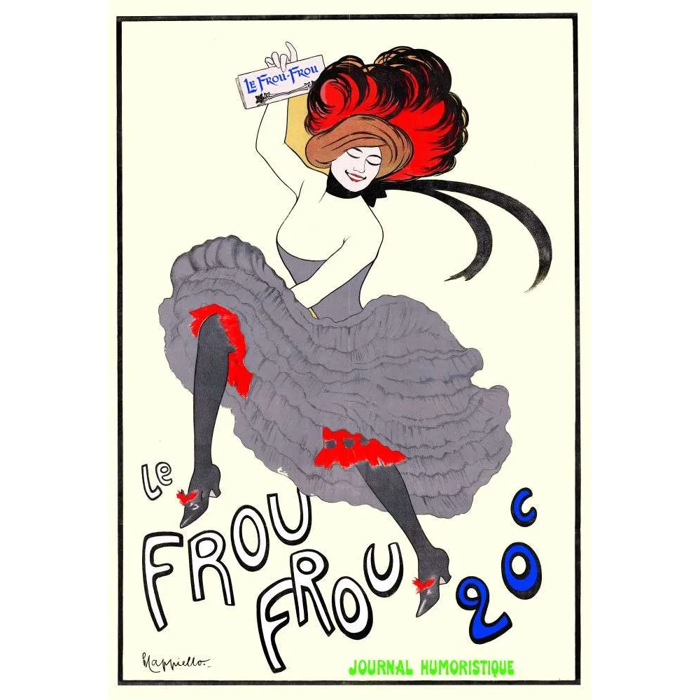 Affiche Le Frou-Frou Journal Humoristique Cappiello Danseuse Rousse Paris – Publicité vintage Affiche Le Frou-Frou Journal Humoristique Cappiello Danseuse Rousse Paris – Publicité vintage