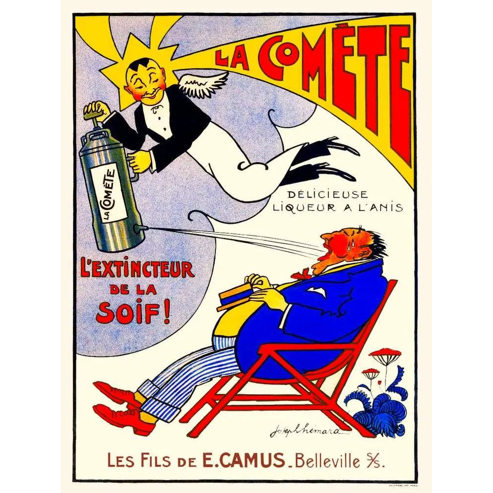Affiche La Comète Liqueur Anis Extincteur Soif Camus Belleville Hemara – Publicité vintage Affiche La Comète Liqueur Anis Extincteur Soif Camus Belleville Hemara – Publicité vintage
