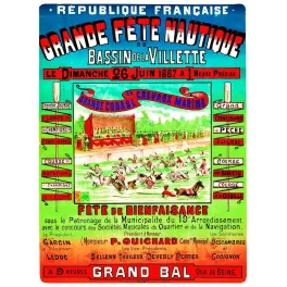Affiche Fête Nautique Bassin Villette Paris 1887 Chevaux Marins Joutes – Publicité vintage