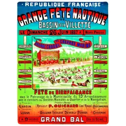 Affiche Fête Nautique Bassin Villette Paris 1887 Chevaux Marins Joutes – Publicité vintage
