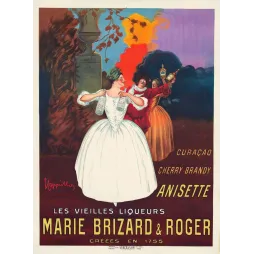 Affiche Marie Brizard Roger Vieilles Liqueurs Cappiello Anisette Bordeaux – Publicité vintage
